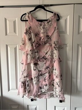 SL Fashions Pink Floral Tiered Ruffle Mini Dress